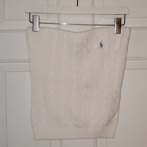 White tube top with blue Ralph Lauren logo